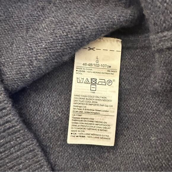 Banana Republic Men’s V-Neck Sweater Blue Wool Blend Long Sleeve Preppy Large - Picture 7 of 8